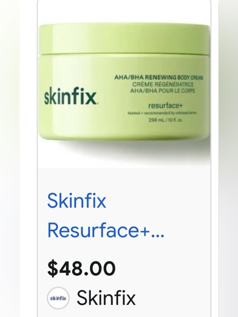 Skin Resurface+ Renewing Body Cream — Light Green by Skinfix